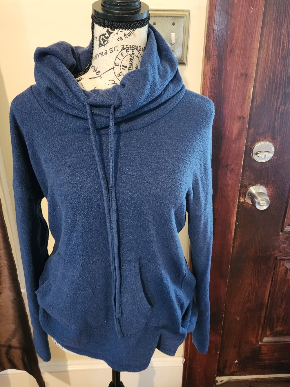 Sonoma Cozy Navy Cowl-Neck Women's Fleece Pullover Small